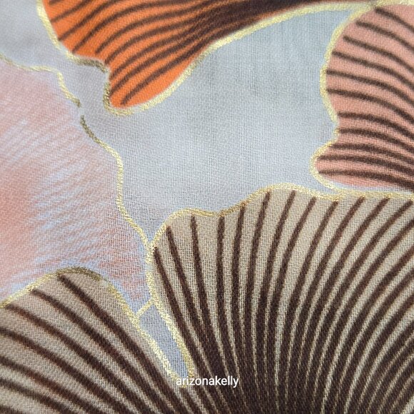 Lightweight Scarf with Gold Foil Detail Ginko Leaves - Picture 6 of 6